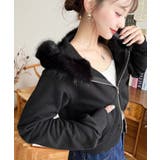 ファーフードダブルジップショートパーカー | moment+ | 詳細画像7 