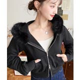 ファーフードダブルジップショートパーカー | moment+ | 詳細画像8 