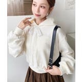 アイボリー | レースリボンショートフーディー | moment+