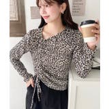 レオパードプリントアシンメトリードロストトップス | moment+ | 詳細画像18 