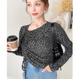 レオパードプリントアシンメトリードロストトップス | moment+ | 詳細画像4 