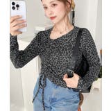 レオパードプリントアシンメトリードロストトップス | moment+ | 詳細画像6 