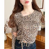 レオパードプリントアシンメトリードロストトップス | moment+ | 詳細画像8 