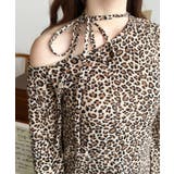 レオパードプリントストラップチョーカーネックワンショルダー長袖プルオーバー | moment+ | 詳細画像14 