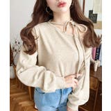 ストラップチョーカーネックリボンアシメワンショルダーニットプルオーバー | moment+ | 詳細画像10 