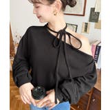 ストラップチョーカーネックリボンアシメワンショルダーニットプルオーバー | moment+ | 詳細画像4 