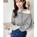 ストラップチョーカーネックリボンアシメワンショルダーニットプルオーバー | moment+ | 詳細画像6 