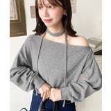 ストラップチョーカーネックリボンアシメワンショルダーニットプルオーバー | moment+ | 詳細画像7 