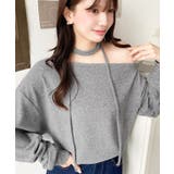 ストラップチョーカーネックリボンアシメワンショルダーニットプルオーバー | moment+ | 詳細画像8 