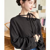 ブラック | ストラップチョーカーネックリボンアシメワンショルダーニットプルオーバー | moment+