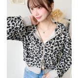 グレー | ダブルジップレオパードショートパーカー | moment+