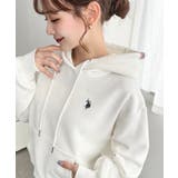 アイボリー | U.S.POLO ASSN.ワンポイント刺繍ショート丈パーカー | moment+