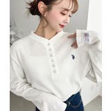 U.S.POLO ASSNワンポイント刺繍ワッフルヘンリーネックプルオーバー | moment+ | 詳細画像3 