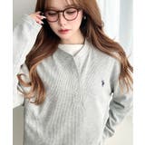 杢グレー | U.S.POLO ASSNワンポイント刺繍ワッフルヘンリーネックプルオーバー | moment+