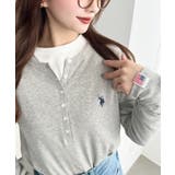 杢グレー | U.S.POLO ASSNワンポイント刺繍リブヘンリーネックプルオーバー | moment+