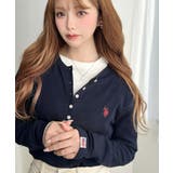 ネイビー | U.S.POLO ASSNワンポイント刺繍リブヘンリーネックプルオーバー | moment+