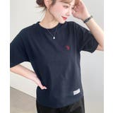 ネイビー | U.S.POLO ASSN.ワンポイント刺繍半袖Tシャツ | moment+