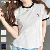 U.S.POLO ASSN.ワンポイント刺繍リンガー半袖Tシャツ | moment+ | 詳細画像1
