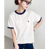 U.S.POLO ASSN.ワンポイント刺繍リンガー半袖Tシャツ | moment+ | 詳細画像2