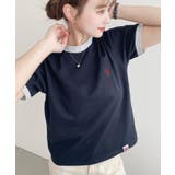 ネイビー | U.S.POLO ASSN.ワンポイント刺繍リンガー半袖Tシャツ | moment+