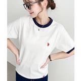 オフホワイト | U.S.POLO ASSN.ワンポイント刺繍リンガー半袖Tシャツ | moment+