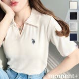 U.S.POLO ASSN.ワンポイント刺繍スキッパー衿半袖カットソー | moment+ | 詳細画像1 