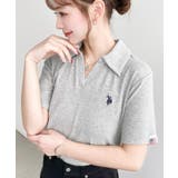 杢グレー | U.S.POLO ASSN.ワンポイント刺繍スキッパー衿半袖カットソー | moment+
