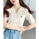 アイボリー | U.S.POLO ASSN.ワンポイント刺繍スキッパー衿半袖カットソー | moment+