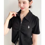 U.S.POLO ASSN.ワンポイント刺繍Wジップギャザーえり付きカーデ | moment+ | 詳細画像25 