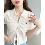 U.S.POLO ASSN.ワンポイント刺繍Wジップギャザーえり付きカーデ | moment+ | 詳細画像3 