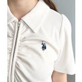 U.S.POLO ASSN.ワンポイント刺繍Wジップギャザーえり付きカーデ | moment+ | 詳細画像9 
