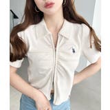 アイボリー | U.S.POLO ASSN.ワンポイント刺繍Wジップギャザーえり付きカーデ | moment+