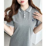 U.S.POLO ASSN.ワンポイント刺繍配色ライン半袖リブポロシャツワンピ | moment+ | 詳細画像14 