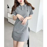 杢グレー | U.S.POLO ASSN.ワンポイント刺繍配色ライン半袖リブポロシャツワンピ | moment+