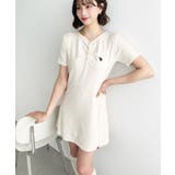 U.S.POLO ASSN.ワンポイント刺繍ギャザーヘンリーVネック半袖ワンピ | moment+ | 詳細画像7 