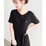 U.S.POLO ASSN.ワンポイント刺繍ギャザーヘンリーVネック半袖ワンピ | moment+ | 詳細画像12 