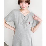 U.S.POLO ASSN.ワンポイント刺繍ギャザーヘンリーVネック半袖ワンピ | moment+ | 詳細画像18 