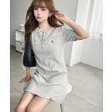 U.S.POLO ASSN.ワンポイント刺繍ギャザーヘンリーVネック半袖ワンピ | moment+ | 詳細画像29 