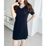 U.S.POLO ASSN.ワンポイント刺繍ギャザーヘンリーVネック半袖ワンピ | moment+ | 詳細画像23 