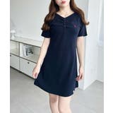 U.S.POLO ASSN.ワンポイント刺繍ギャザーヘンリーVネック半袖ワンピ | moment+ | 詳細画像24 