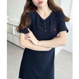 U.S.POLO ASSN.ワンポイント刺繍ギャザーヘンリーVネック半袖ワンピ | moment+ | 詳細画像26 