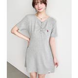 杢グレー | U.S.POLO ASSN.ワンポイント刺繍ギャザーヘンリーVネック半袖ワンピ | moment+