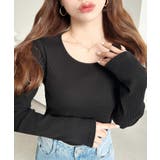 デコルテクルーネック長袖リブトップス | moment+ | 詳細画像15 