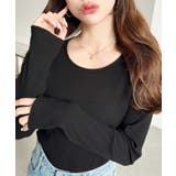 デコルテクルーネック長袖リブトップス | moment+ | 詳細画像16 