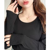 デコルテクルーネック長袖リブトップス | moment+ | 詳細画像19 