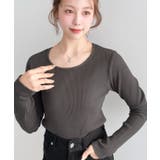 デコルテクルーネック長袖リブトップス | moment+ | 詳細画像21 