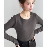 デコルテクルーネック長袖リブトップス | moment+ | 詳細画像22 