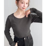 デコルテクルーネック長袖リブトップス | moment+ | 詳細画像23 