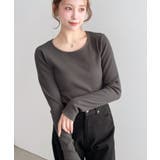 デコルテクルーネック長袖リブトップス | moment+ | 詳細画像24 