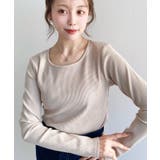 デコルテクルーネック長袖リブトップス | moment+ | 詳細画像25 